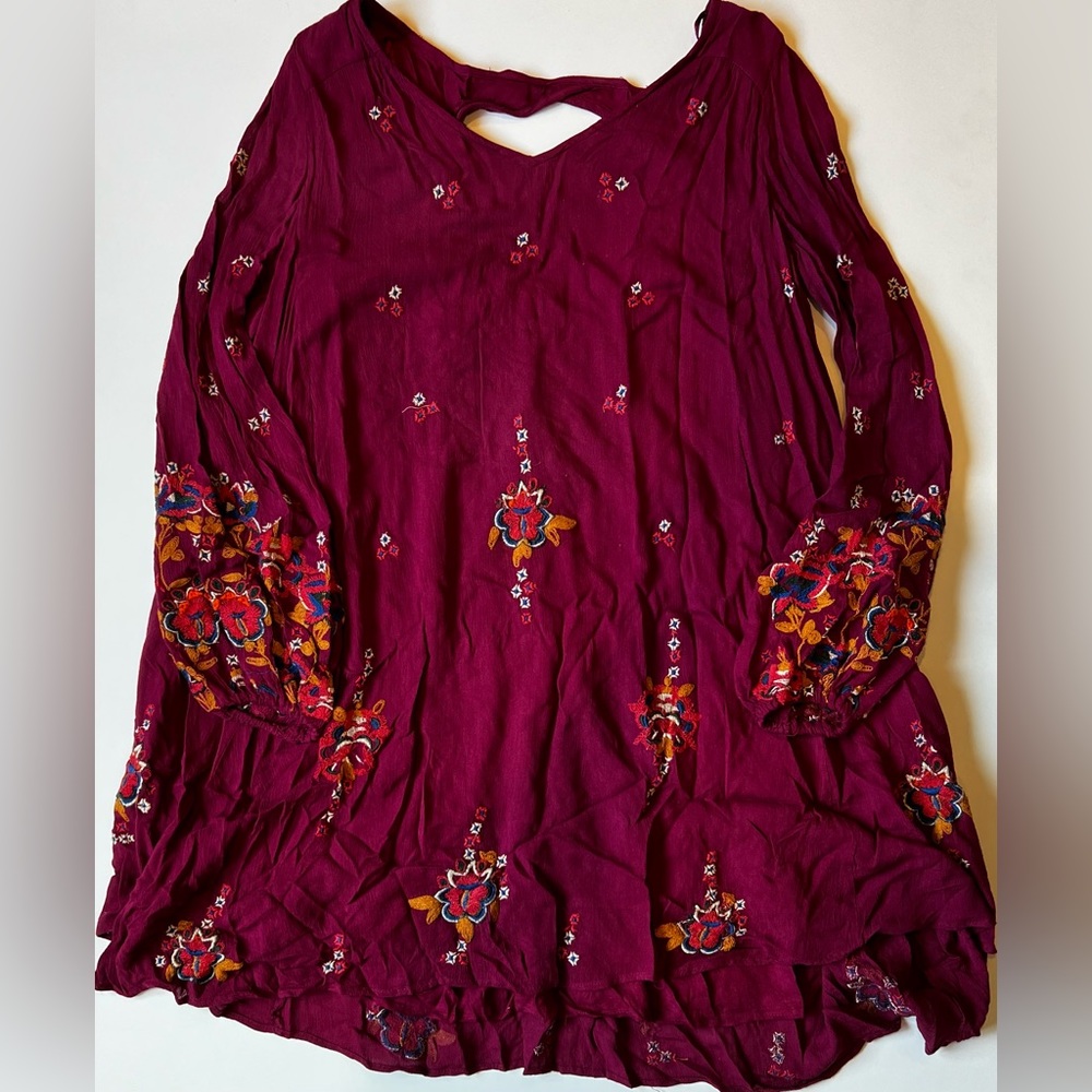 Burgundy’s Free People Embroidered Tunic Dress